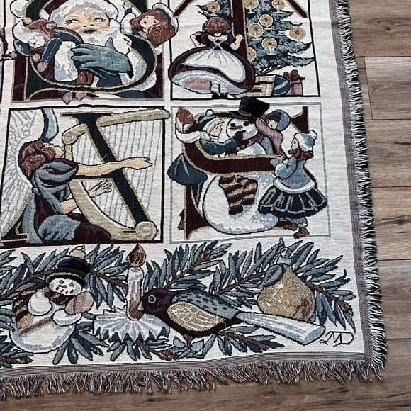 Christmas Holiday Woven Throw Tapestry Blanket 55x67 inch Santa Religious - Picture 5 of 7